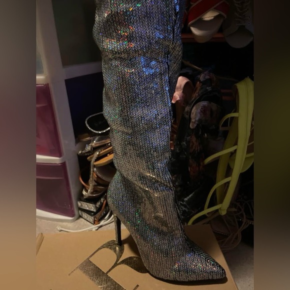Silver sequence thigh high boots!! - Picture 8 of 8